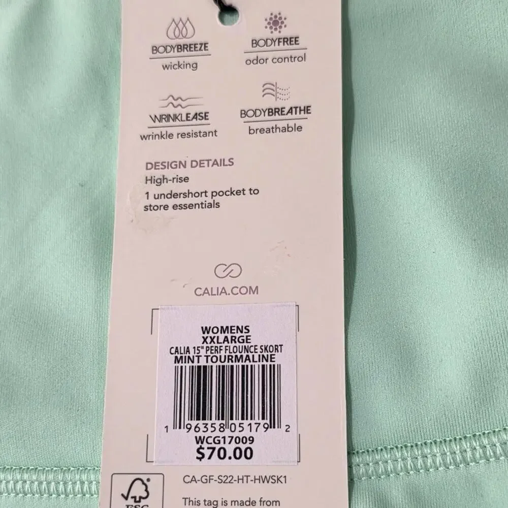 NWT CALIA Golf high rise flounce skort skirt - mint tourmaline green - XXL 2XL - Picture 7 of 7
